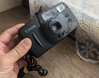 Canon Prima Black Compact Point Shoot 35mm Analog Camera