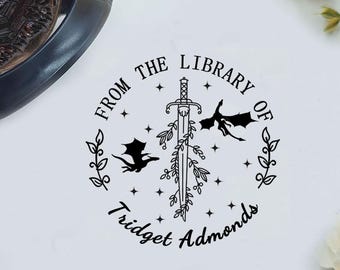 Personalized Library Stamp, Custom Book Stamp, Floral Design