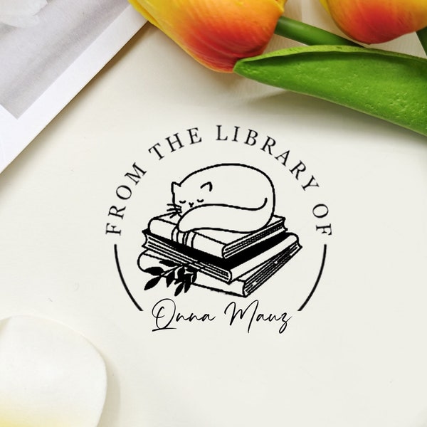 PERSONALIZED Flower BOOK STAMP, Library Stamp , Self Inking Library Stamp , From the Library of Stamp , Personalized Book stamp,Best Gift