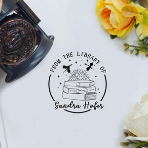 Dalla biblioteca di francobolli, timbro della biblioteca, timbro del libro personalizzato, timbro del libro personalizzato, timbro del libro del fiore personalizzato, miglior regalo