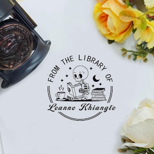 From the library of stamp, Library Stamp, Personalized book stamp, Custom book stamp, Personalized flower Book stamp, Best Gift