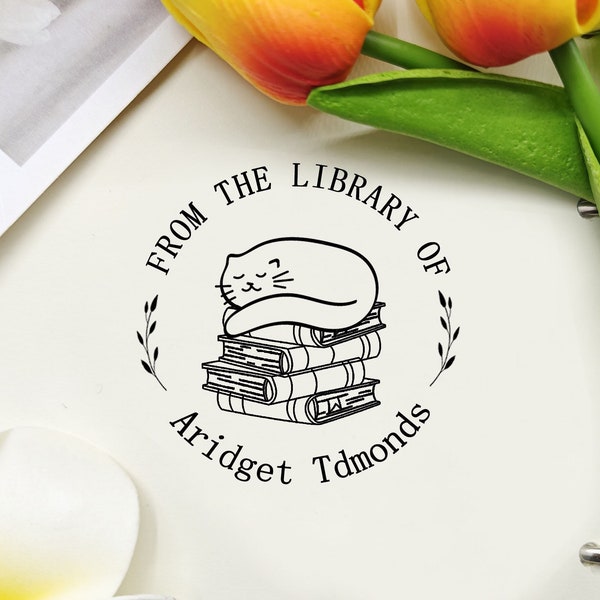 PERSONALIZED Cat BOOK STAMP, Library Stamp , Self Inking Library Stamp , From the Library of Stamp , Personalized Book stamp,Best Gift