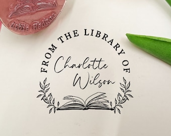 From the library of stamp, Library Stamp , personalized book stamp , custom book stamp , Personalized flower Book stamp,Best Gift