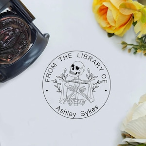 Personalized Book Stamp, From the Library of book Embosser, Self Inking Stamp, Custom Book Stamp, Ex Libris, Wood Stamp, Book Lover Gift