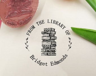 From the library of stamp, Library Stamp , personalized book stamp , custom book stamp , Personalized flower Book stamp,Best Gift