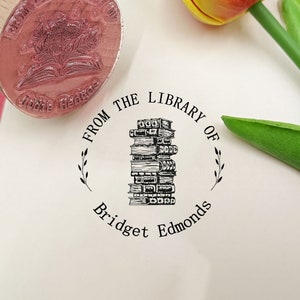 From the library of stamp, Library Stamp , personalized book stamp , custom book stamp , Personalized flower Book stamp,Best Gift