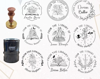 BOOK STAMP, Custom library Stamp, Embosser Stamp, From the Library of Stamp, Book Lover, Personalized Stamp, Birthday Gift, Birthday Gift