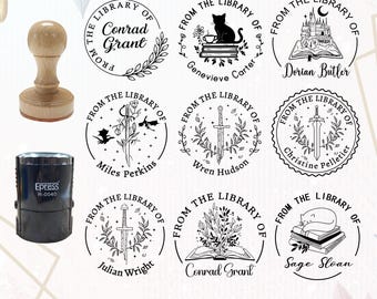 Book Stamp Personalized, Custom Stamp, Personalized Self Inking Stamp, From the Library of Stamp, Book Lover Gift, Birthday Gift