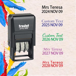 Personalized Teacher Date Stamps, Date and Name Stamps, adjust date Stamps, Custom Teacher Name Stamps, teacher gift, Custom gift
