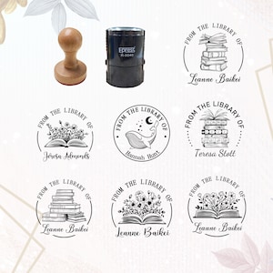 Custom Book Stamp, Personalized Book Stamp, From the Library of book Embosser, Self Inking Stamp, Ex Libris, Wood Stamp, Book Lover Gift