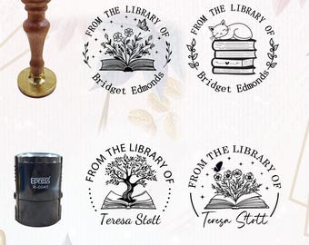 Custom Book Stamp, Personalized Book Stamp, From the Library of , Self Inking Stamp, Ex Libris stamp, Wood Stamp, Book Lover Gift
