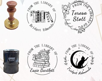 From the library of stamp, Library Stamp, personalized book stamp, custom book stamp, Personalized flower Book stamp, Best Gift