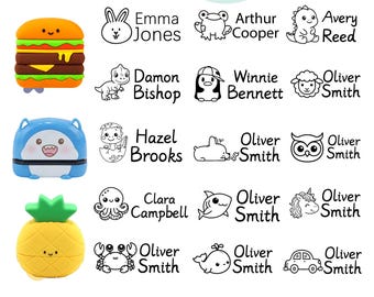 Custom Clothing name stamp for school children, Cartoon Kid Seal Sweet for, Waterproof, Name Stamp, Fabric Stamp, Logo Stamp, Daycare Stamp