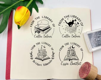 Personalized Cat book stamp, Library Stamp, Self Inking Library Stamp, From the Library of Stamp, Personalized Book stamp, Best Gift
