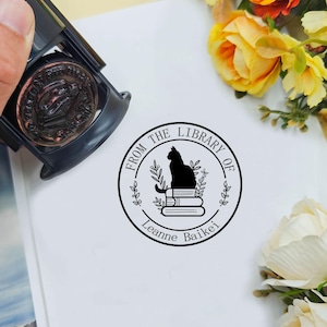 BOEKSTEMPEL, aangepaste bibliotheekstempel, gepersonaliseerde boekstempel, aangepaste boekstempel, gepersonaliseerde bloemenboekstempel, uit de bibliotheek van postzegels