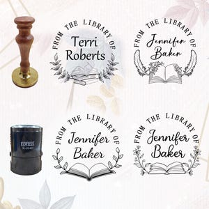 From the library of stamp, Library Stamp, personalized book stamp, Custom book stamp, Personalized flower Book stamp, Best Gift