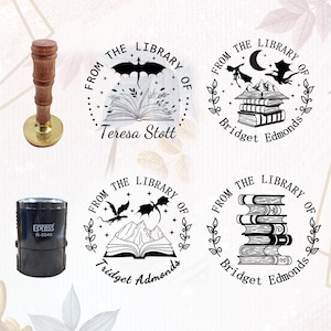 From the library of stamp, Dragon Stamp, Personalized book stamp, Custom book stamp, Personalized flower Book stamp, Best Gift