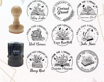 Sello para libros, sello personalizado para biblioteca, sello autoentintable personalizado, para amantes de los libros, sello personalizado, sello para libros en relieve, regalo para amantes de los libros