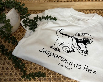 Personalised Dinosaur Rex T-shirt - custom, personalised kits short sleeve tee WHITE