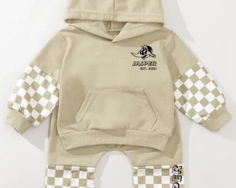 Checkered Personalised Tracksuit set - kids/toddler Hoodie & pants