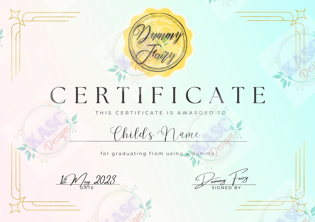 Dummy Fairy Letter and Certificate Print Etsy