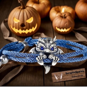 ハロウィンジュエリー、ブラックドラゴン、925シルバービーズブレスレット、調節可能なコード、子供の誕生日、ラッキーチャーム、クリスタルヒーリングネックレス、バレンタインギフト