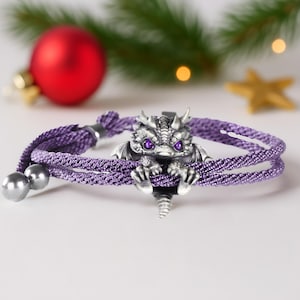 Sterling silver Grumpy Dragon Bracelet,Handmade Charm Bead,Friend Kids Birthday Gift