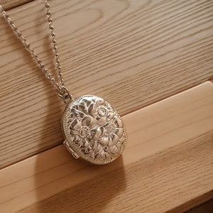 925 Sterling Silber Blumen Medaillon Halskette, personalisiertes Geschenk, kundenspezifisches Foto, Geschenk für Mutter, Geburtstagsgeschenk, handgemachter Schmuck, Haustierfoto-Medaillon