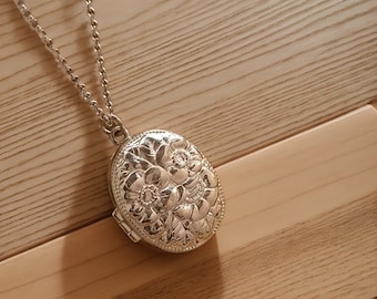 925 sterling silver floral locket necklace,personalized gift,customized photo,gift for mom,birthday gift,handmade jewelry,pet photo locket
