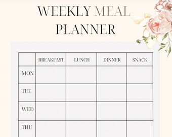 Printable Weekly Meal Planner - Etsy