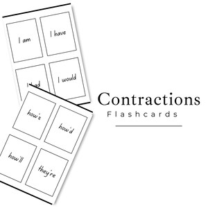 Printable Contractions Flashcards