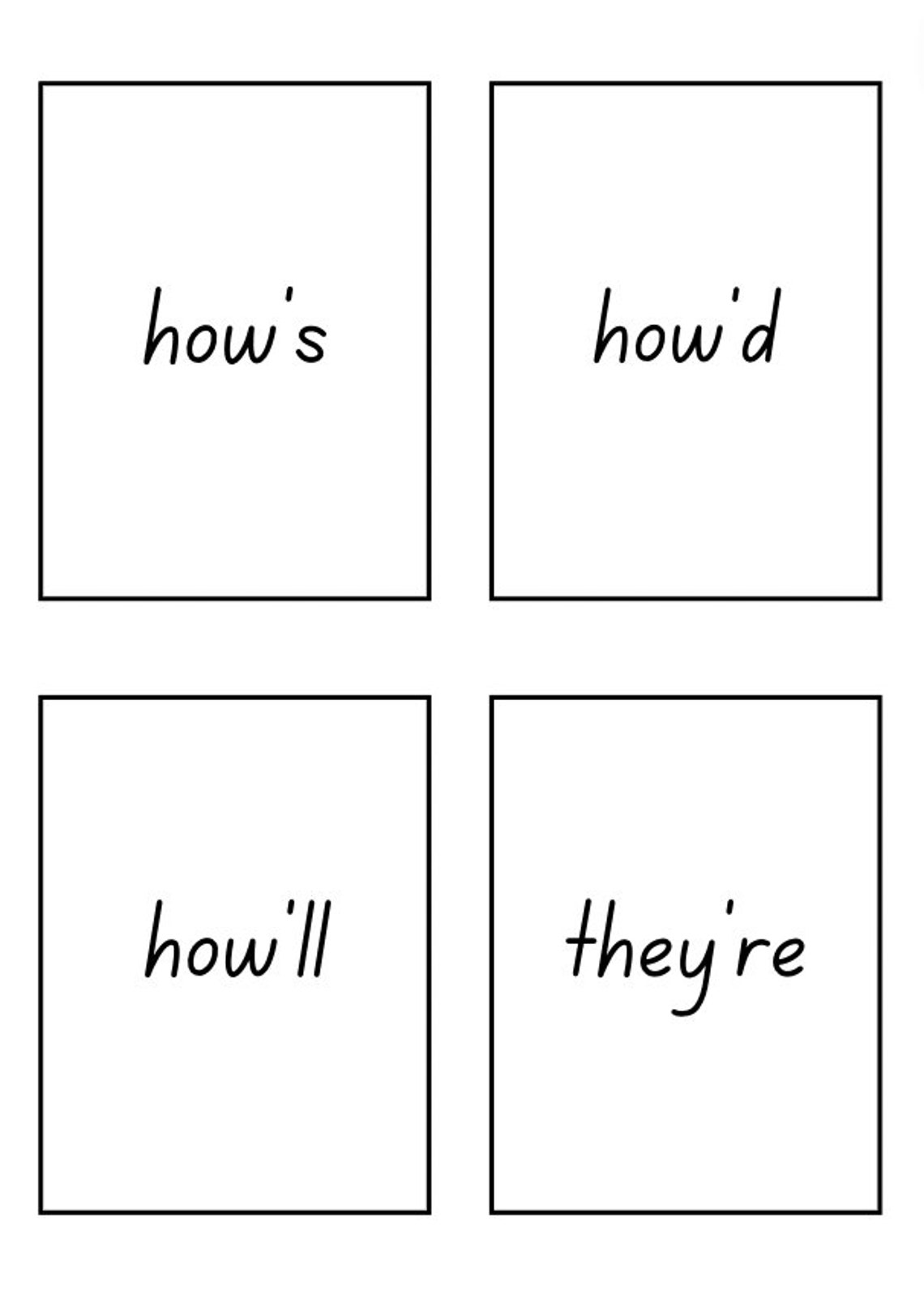 Printable Contractions Flashcards - Etsy