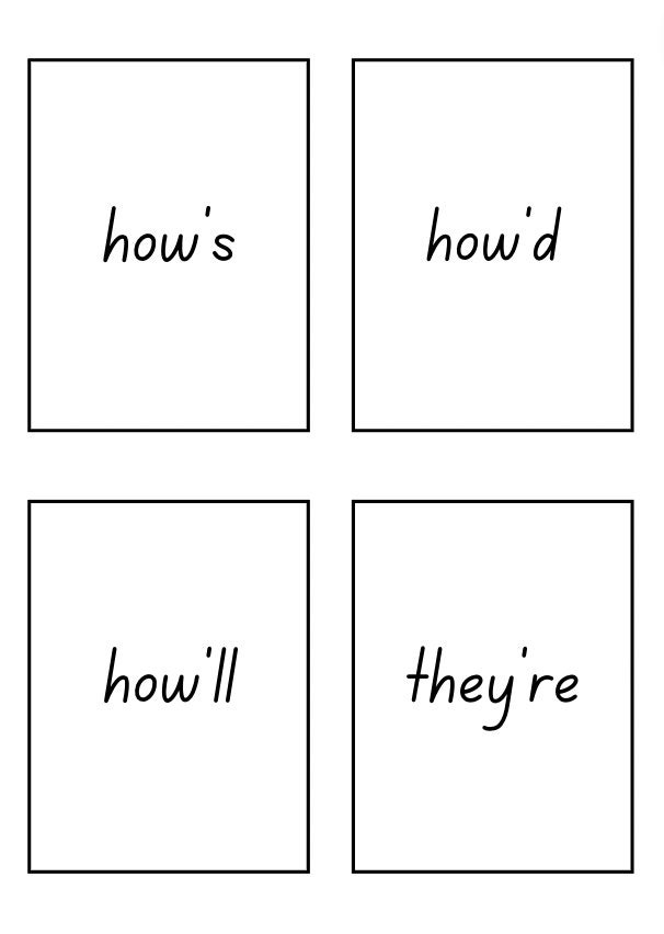 Printable Contractions Flashcards - Etsy