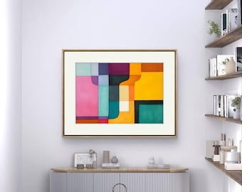 Mid-Century Modern Geometric Wall Art: Retro Abstract Print (Digital Printable)