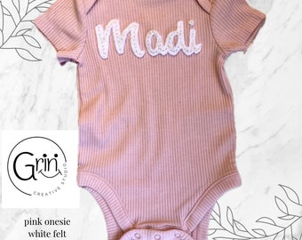 Name Felt Embroidered Infant Bodysuit