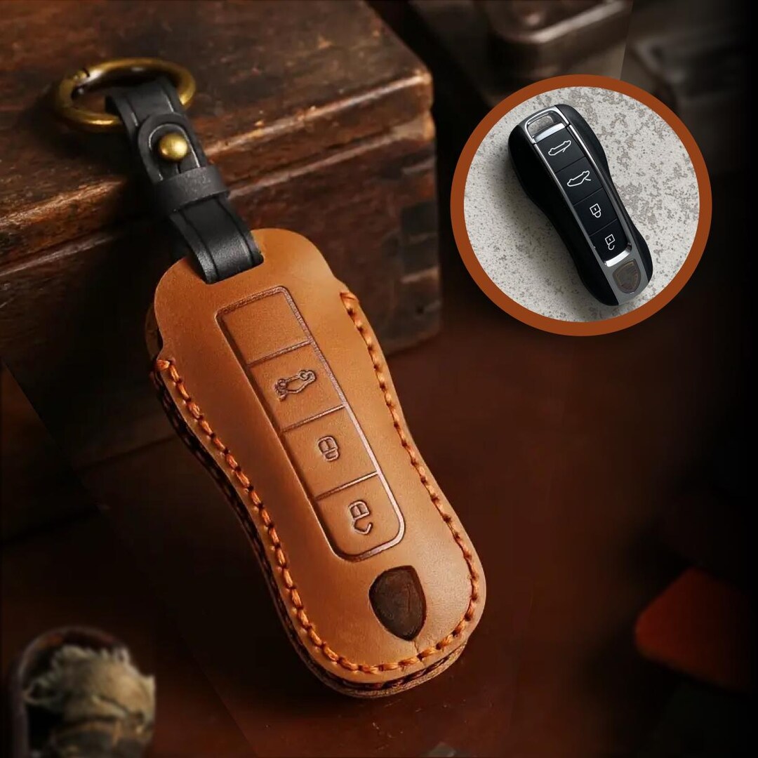 Handcrafted Premium Leather Key Fob Case for Porsche Durable Key ...