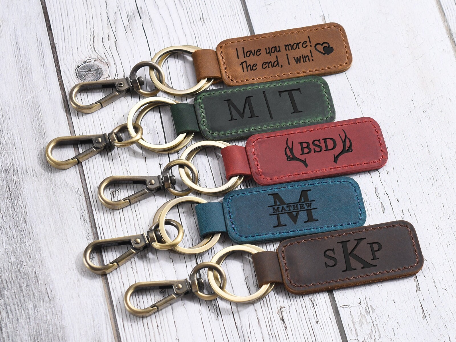 WatchMeWorld Personalized Leather Key Chain, Hand Stamped Personalized Key Fob, Keychain Gift, Personalized Gift Idea, Anniversary Gift, Wedding Gift Beige Tan /
