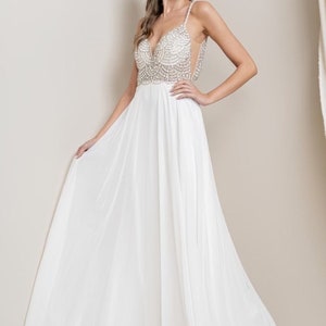 true love white beaded rhinestone maxi dress Do Not Bleach Lorenzo Uomo 2026 Beach Wedding Dresses Sleeve Length:Extra Long - 36.5