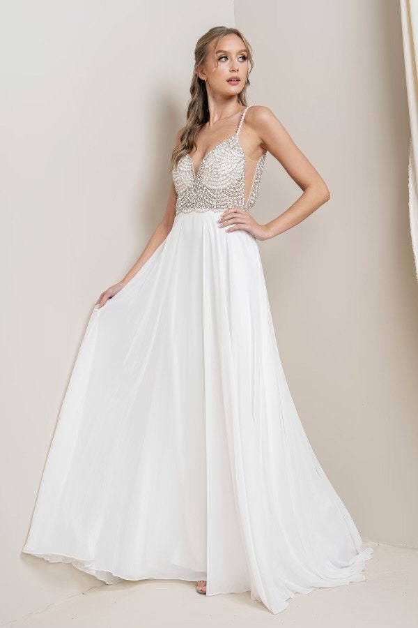 True Love White Beaded Rhinestone Maxi Dress - Etsy True Love White Beaded Rhinestone Maxi Dress - Etsy