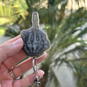 Middle Finger Skeleton Halloween Keychain