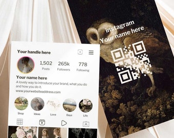 QR Code Instagram Business Card Template | Modern Canva Social Media Card (Digital Download)