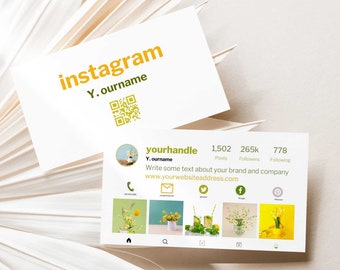 Instagram Business Card Template | Modern QR Code Canva Design (Digital Download)