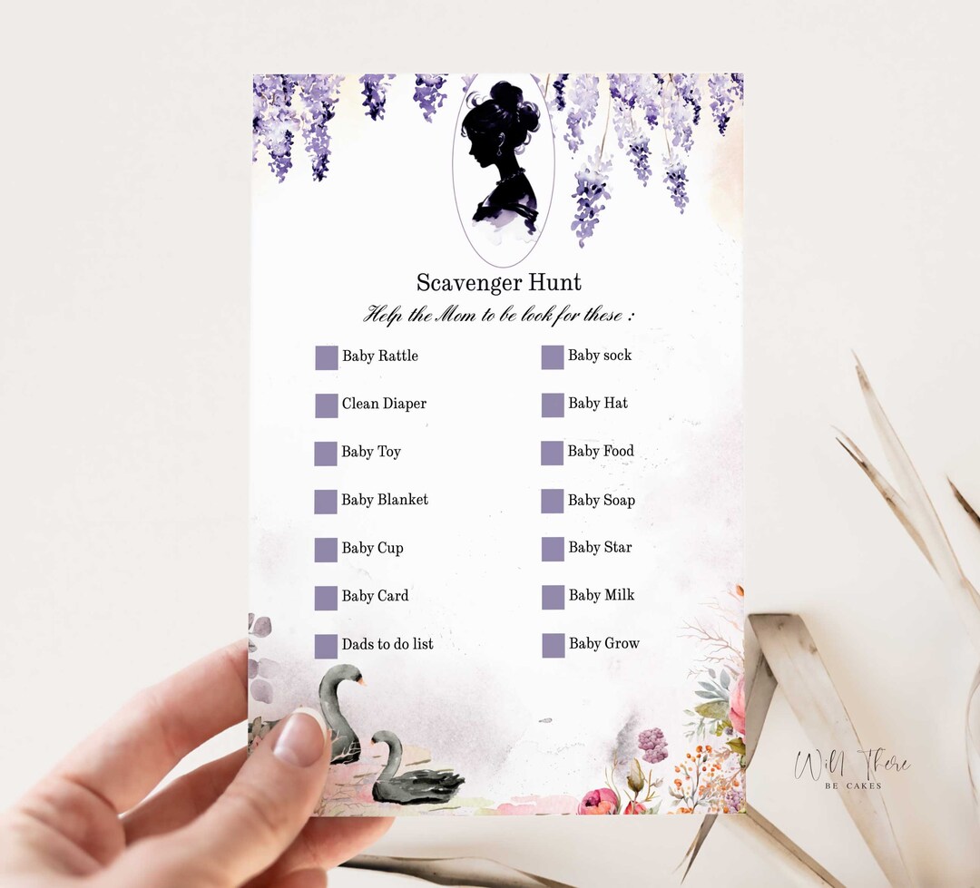 Wisteria Baby Shower Scavenger Hunt Game Editable Shower Game Etsy