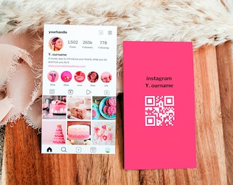 Instagram QR Code Business Card Template, Lash Tech Canva Design (Digital Download)