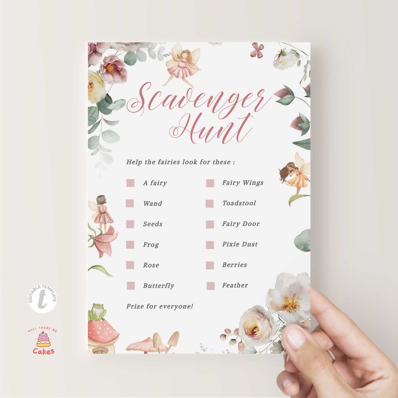 Fairy Scavenger Hunt Party Game Printable, Treasure Hunt Girls Party ...