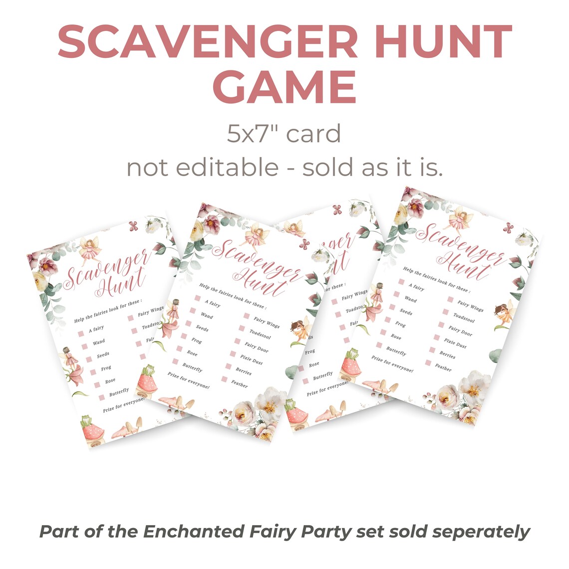 Fairy Scavenger Hunt Party Game Printable, Treasure Hunt Girls Party ...