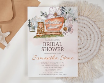 National Park Bridal Shower Invite, Woodland Bridal Shower, Mountain Forstest Bridal Shower Invitation, Little Camper Template NP1