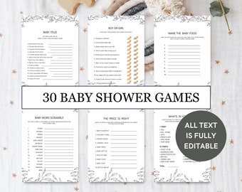 Minimal Baby Shower Games, Instant Download, Baby Shower Game Bundle, Gender Reveal Games, Minimalistic Shower, Modern Gender Neutral BBS013