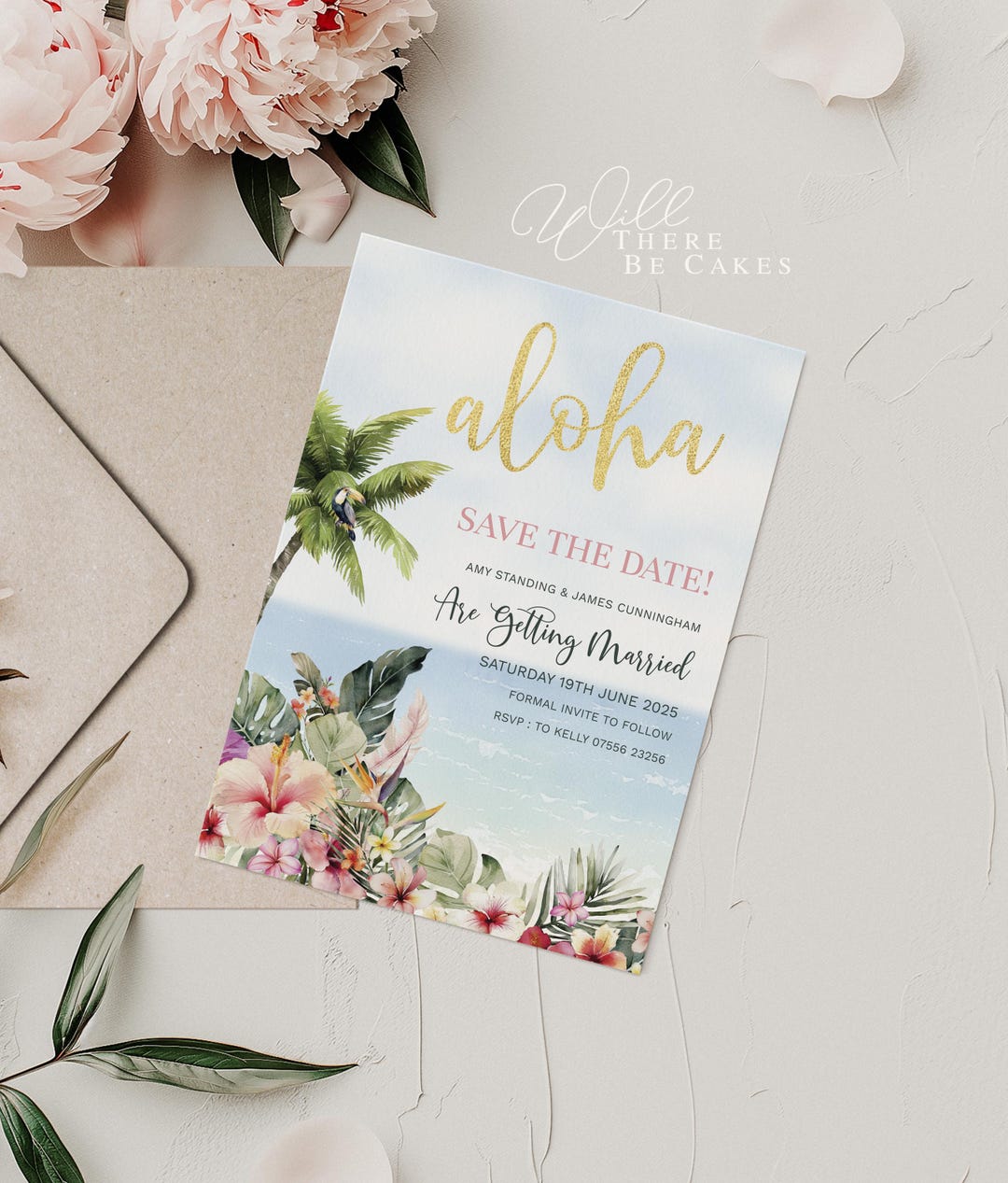 Luau Save the Date Invitation, Palm Tree Island Save the Date, Hawaiian ...
