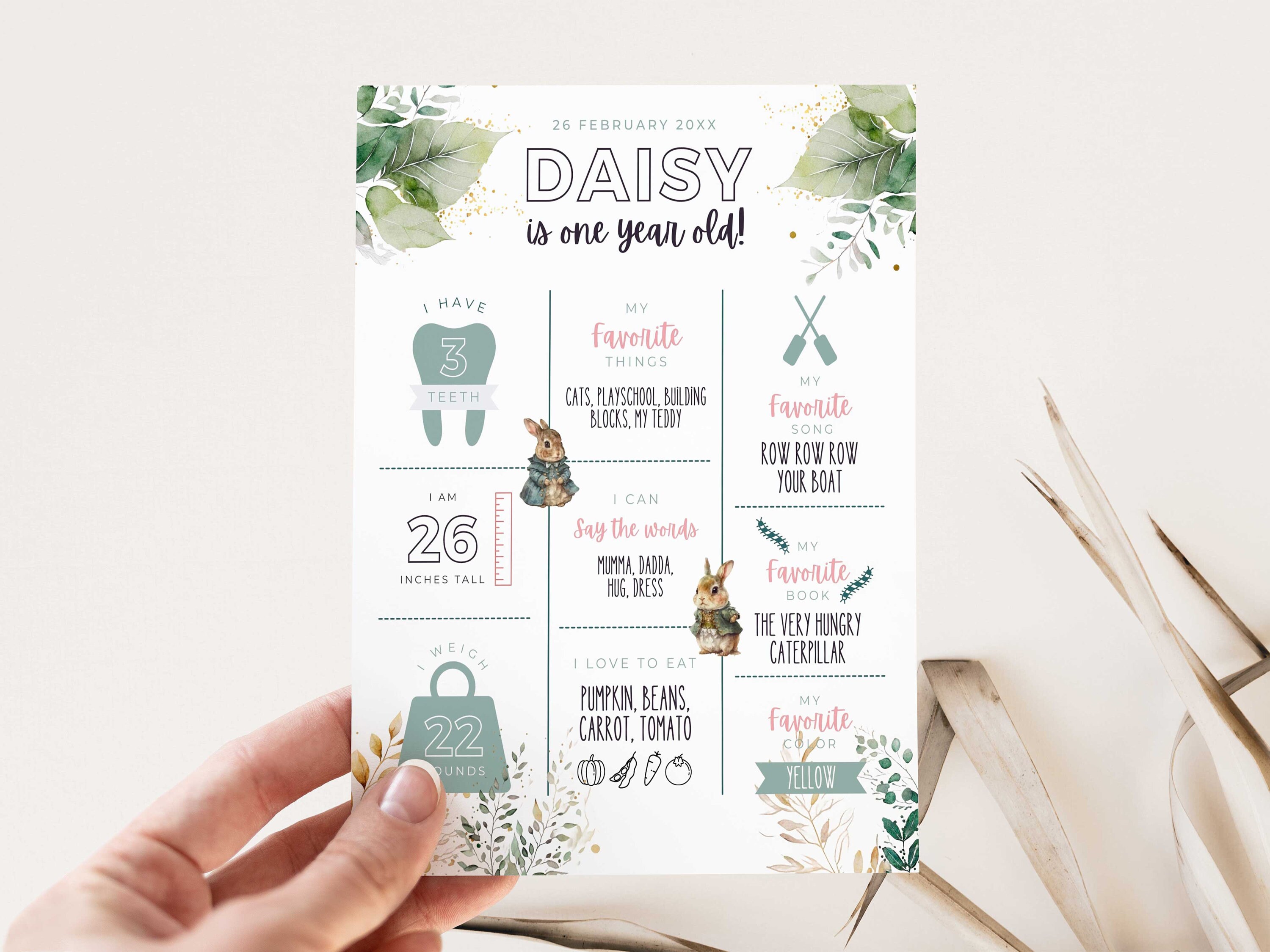 Baby Milestone Sign Editable Template, Green DIY Printable Baby First ...